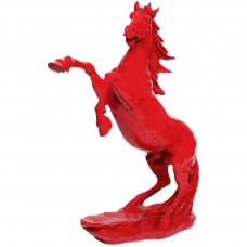 Beeld Steigerend Paard Rood ( Afhaalprijs ) 95 cm Op Voet Kunsthars