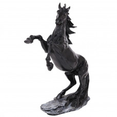 Beeld Steigerend Paard Zwart ( Afhaalprijs ) 95 cm Op Voet Kunsthars