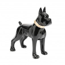 Beeld Hond Boxer ( Afhaalprijs ) 90 cm Zwart met Goudkleurige Band XL Groot