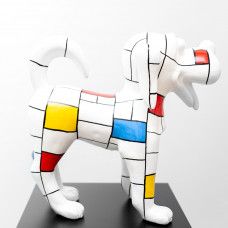 Beeld Hond Fox Terrier Cartoon Wit Mondriaan Polyester - Popart - 40cm - n°1