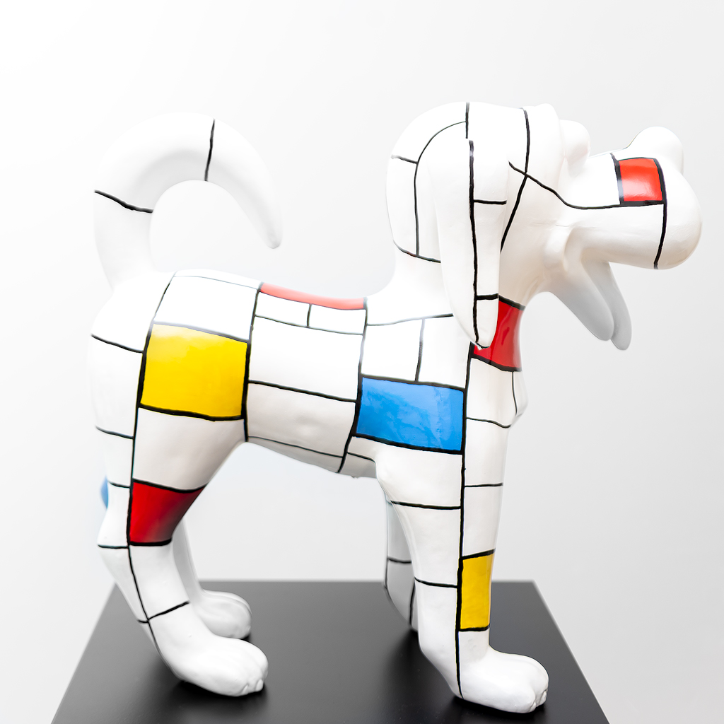 leeftijd buiten gebruik fiets Beeld Hond Fox Terrier Cartoon Wit Mondriaan Polyester - Popart - 40cm - n°1