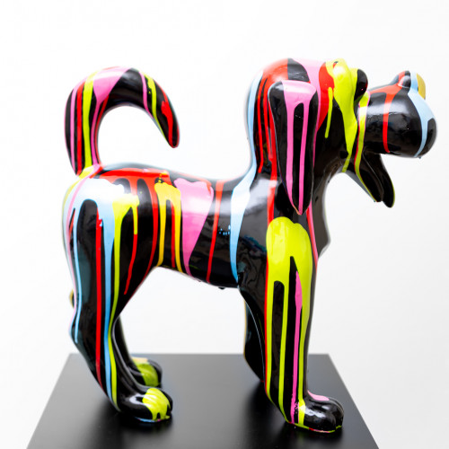 Beeld Hond Fox Terrier Zwart Drip Polyester - Popart - 40cm - n°1