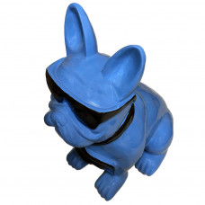 Beeld Franse Bulldog Blauw Groot Met Zwarte Bril en Zwarte Stropdas ( Afhaalprijs ) 79 cm