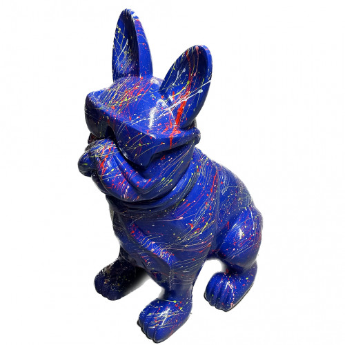 Beeld Franse Bulldog Blauw Splash Groot Met Bril en Stropdas ( Afhaalprijs ) 79 cm