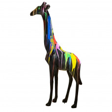 Kleurrijk Beeld Giraf Groot XXL 205 cm Drip Art ( Prijs Afhaling ), Tuinbeeld