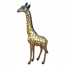 Kleurrijk Beeld Giraf XXL 205 cm Goud Zwart Motief ( Prijs Afhaling ) Popart, Tuinbeeld