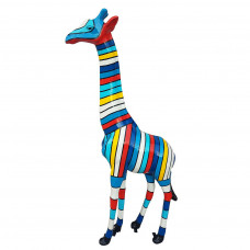 Kleurrijk Beeld Giraf XXL 205 cm Strepen Motief Multicolor ( Prijs Afhaling ) Popart, Tuinbeeld