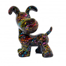 Beeld Hond Beagle Flappy 26cm Zwart Splash uit Polyresin Popart