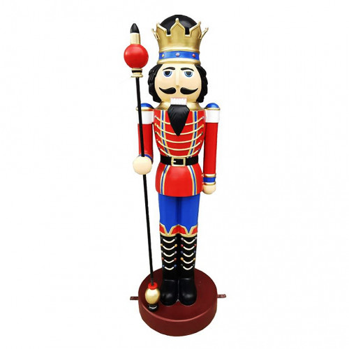 Beeld Notenkraker Koning Blauw Rood Groot XXL 205 cm Kerstbeeld