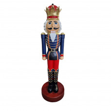 Beeld Notenkraker Koning Blauw Goud Rood Groot XXL ( Afhaalprijs ) 200 cm Kerstbeeld