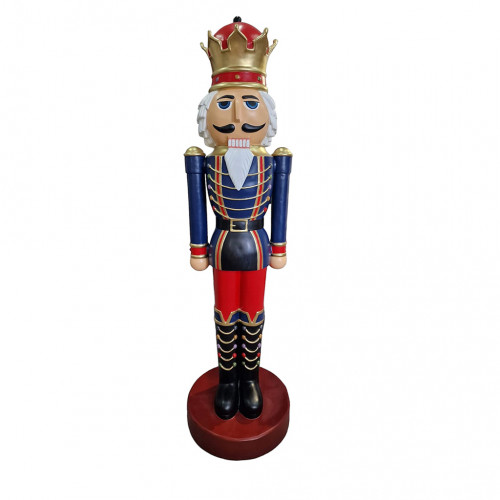 Beeld Notenkraker Koning Blauw Goud Rood Groot XXL 200 cm Kerstbeeld