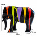 Beeld Olifant Zwart 24 cm Met Kleurrijke Drip Art - Woondecoratie