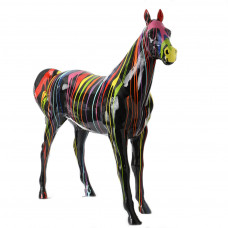 Beeld Paard Zwart XXL Drip Art ( Afhaalprijs ) 200 cm - Levensgroot