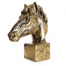 Beeld Paardenhoofd Paardenkop ( Afhaalprijs ) 64 cm Goudkleur Op Voet Uit Kunsthars