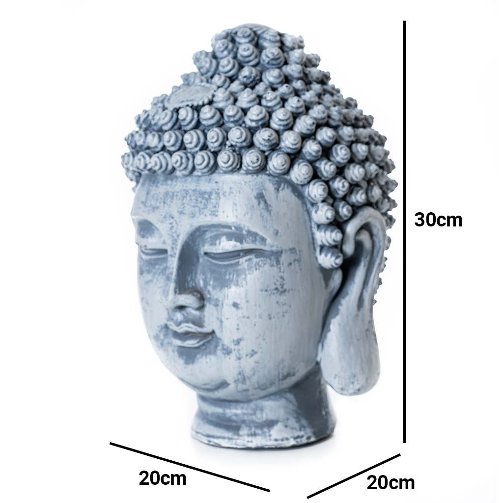 Rijk Mitt Geschiktheid Boeddha Hoofd Beeld 30cm Steenkleur Indonesisch Decoratie