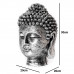 Boeddha Hoofd Beeld Indonesisch Zilverkleur 30cm Decoratie