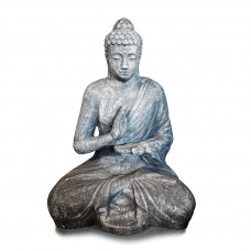 Boeddha Beeld Groot 120cm Abhaya Mudra Steenkleur Zittend Mediterend in Lotushouding - Afhaalartikel