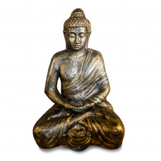 Boeddha Beeld Groot 150cm Dhyana Mudra Goudkleurig Zwart Zittend Mediterend in Lotushouding - Afhaalartikel