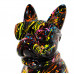 Beeld Franse Bulldog Zwart Splash 35cm met Bril - Bulldog Cravate Trash Noir - Popart