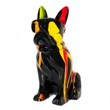 Beeld Franse Bulldog Zwart Drip 35cm met Bril - Bulldog Cravate Trash Noir - Popart