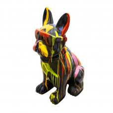 Beeld Franse Bulldog Zwart Groot Drip Art  Met Bril en Stropdas ( Afhaalprijs ) 79 cm