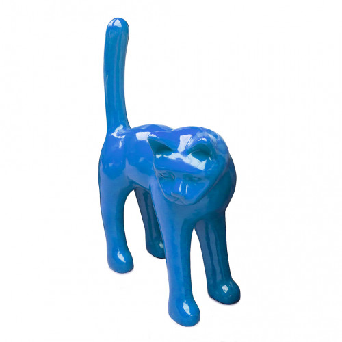 Beeld Kat 105cm Groot Effen Blauw XL ( Winkel Afhaalprijs ) Voor Binnen en Buiten