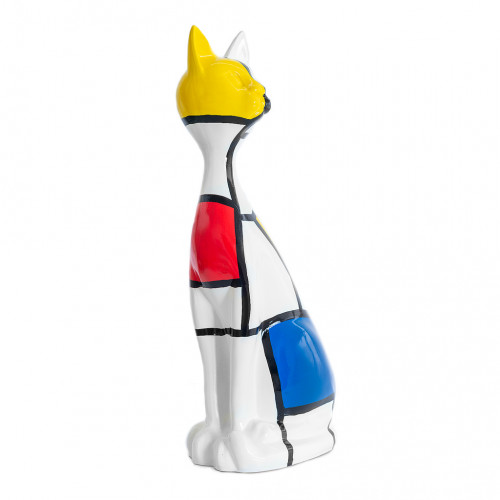 Beeld Kat Mondriaan Motief 60cm Polyester Popart Voor Binnen en Buiten