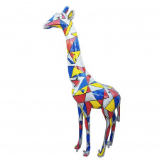 Kleurrijk Beeld Giraf XXL 205 cm Geometrisch Motief ( Prijs Afhaling ) Popart, Tuinbeeld