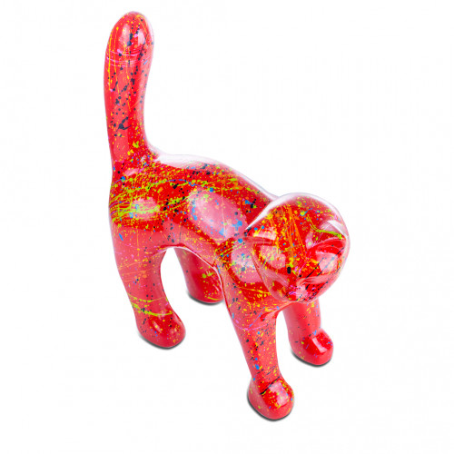 Beeld Kat Rood 45cm - Splash - Polyester - Voor Binnen en Buiten - Popart n°4