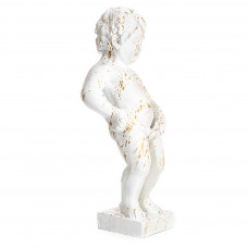 Manneken Pis Beeld Wit Goud Splash 60cm Decoratie - Petit Julien Statue - Popart
