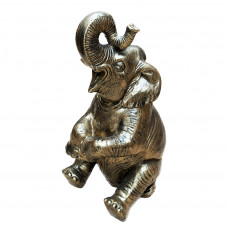 Beeld Olifant Zittend Lachend Groot Brons 110cm - Afhaalprijs