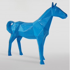 Beeld Paard Groot Blauw XXL Origami Art ( Afhaalprijs ) 190cm Kunststof