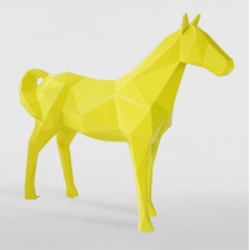 Beeld Paard Groot Geel XXL Origami Art ( Afhaalprijs ) 190cm Kunststof