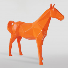 Beeld Paard Groot Oranje XXL Origami Art ( Afhaalprijs ) 190cm Kunststof
