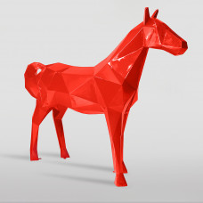 Beeld Paard Groot Rood XXL Origami Art ( Afhaalprijs ) 190cm Kunststof