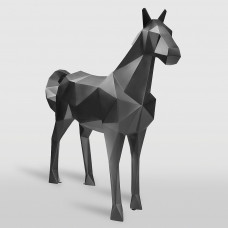 Beeld Paard Groot Zwart XXL Origami Art ( Afhaalprijs ) 190cm Kunststof