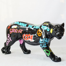 Puma Panter Kunstbeeld Groot Modern Zwart Grafitti 160cm x 72cm Popart