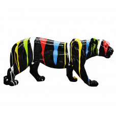 Puma Panter Kunstbeeld Groot Modern Zwart Drip Trash 80cm x 35cm Popart