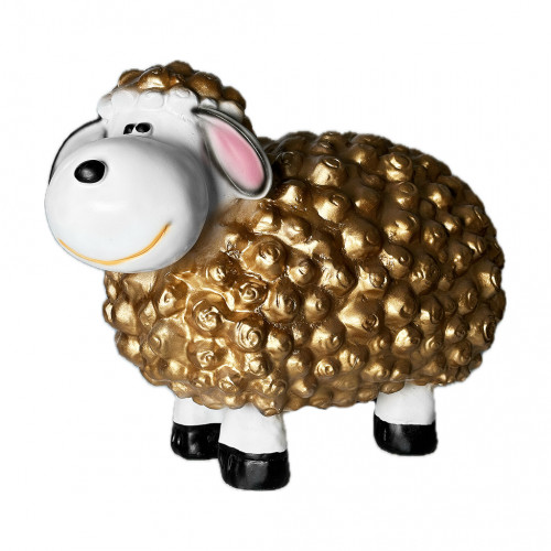 Schaap Lammetje Schattig Tuinbeeld Goudkleur 41cm Polyester Decoratie voor Binnen en Buiten