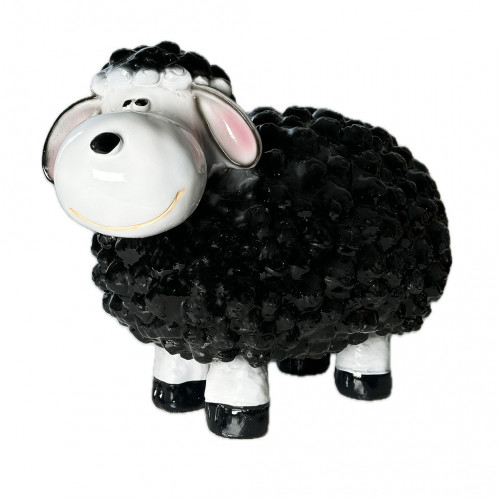 Schaap Lammetje Schattig Tuinbeeld Zwart 41cm Polyester Decoratie voor Binnen en Buiten