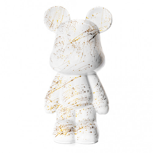 Teddybeer Beeld Wit Goud Splash Staand 50cm - Woondecoratie - Modern