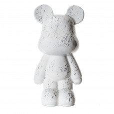 Teddybeer Beeld Wit Zilver Splash Staand 50cm - Woondecoratie - Modern