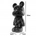Teddybeer Beeld Zwart Staand 50cm Zilver Splash - Woondecoratie - Funky Bear Popart