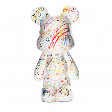 Teddybeer Beeld Wit met Kleurrijke Splash Staand 50cm - Woondecoratie - Funky Bear Popart