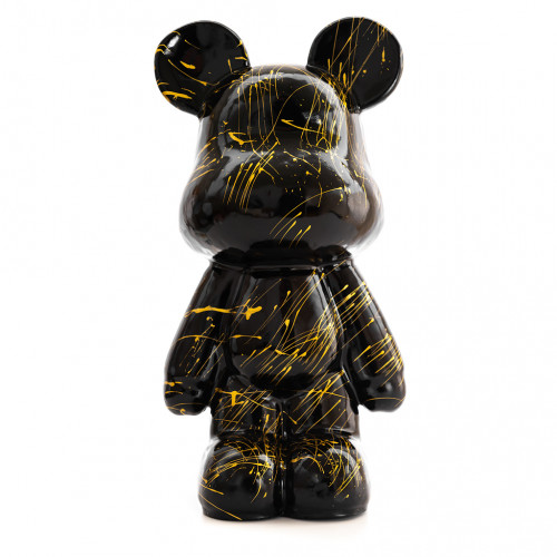 Teddybeer Beeld Zwart Staand 50cm Goud Splash Woondecoratie PopArt