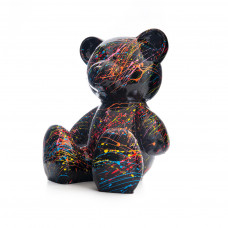 Beeld Teddybeer Zwart Splash Zittend 38cm Art Popart