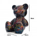 Beeld Teddybeer Zwart Splash Zittend 38cm Art Popart