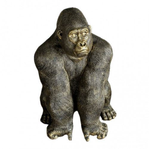 Zittende Gorilla Decoratief Beeld Brons Goud 106cm - Afhaalprijs