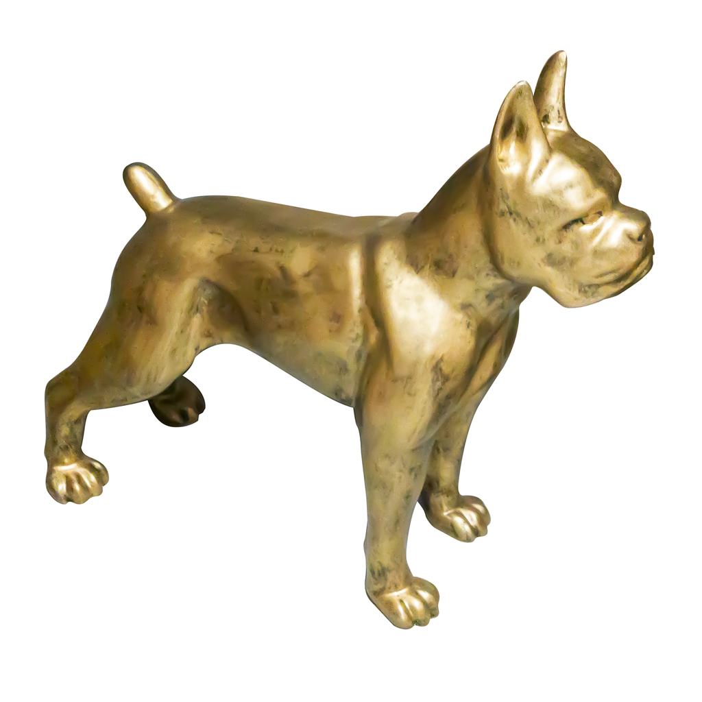 idee Herrie Instrument Beeld Hond Boxer XL ( Afhaalprijs ) 90 cm Goudkleurige Groot