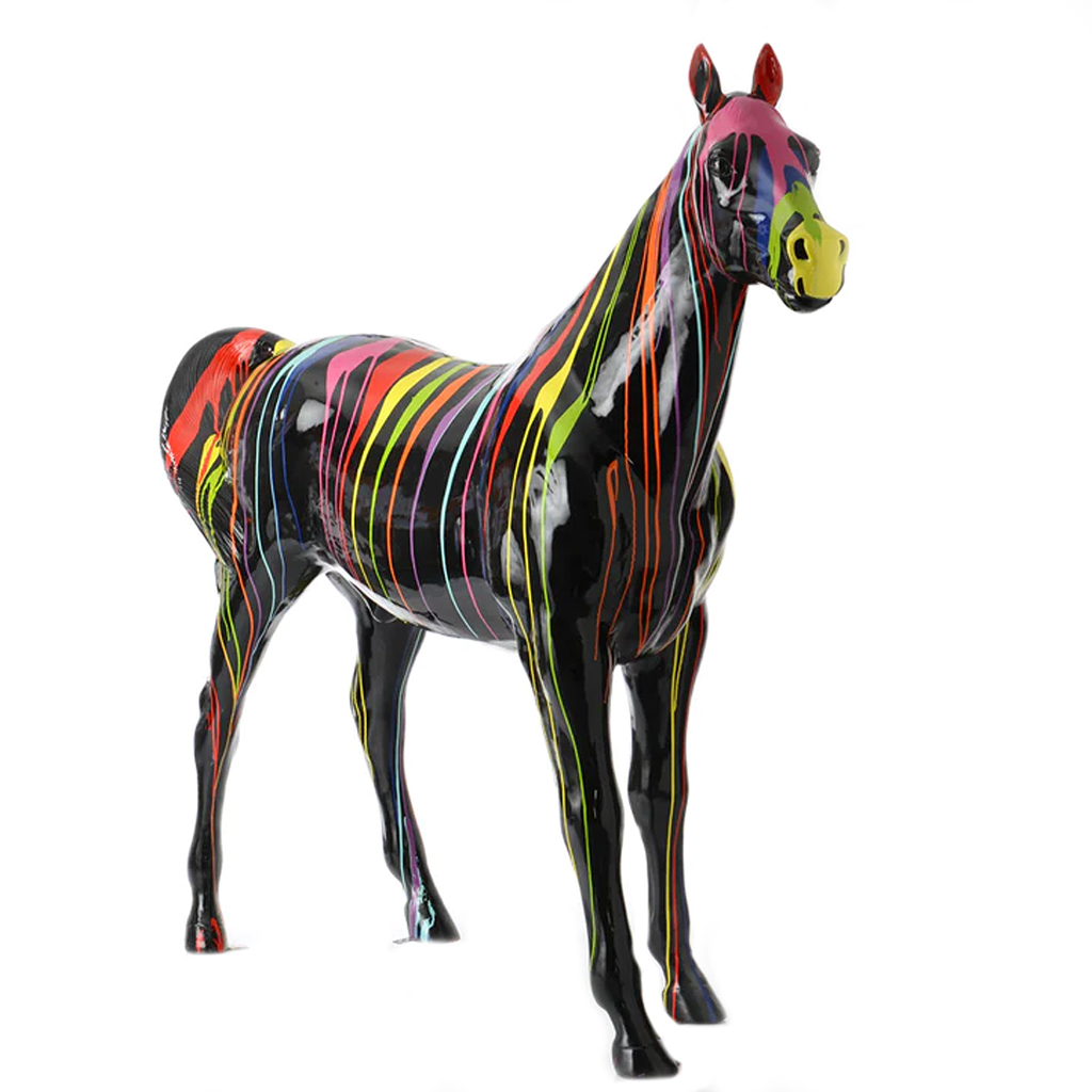 Beeld Paard Zwart XXL Drip Art ( Afhaalprijs 200 cm - Levensgroot